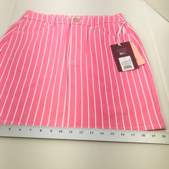 Victor Glemaud Women's Size 4 High Rise Mini Jean Skirt Pink Pinstripe New - Picture 9 of 11